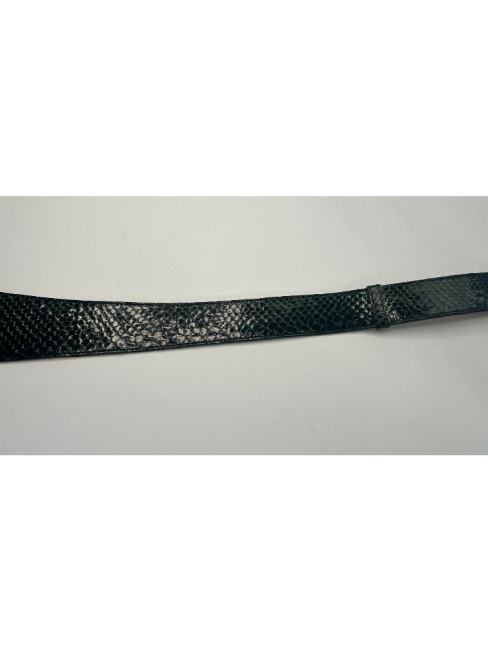 Laura Lei Sm Green Shiny Genuine Snake Skin Belt Gold Oval Buckle Retro 80s 90s - Picture 5 of 9
